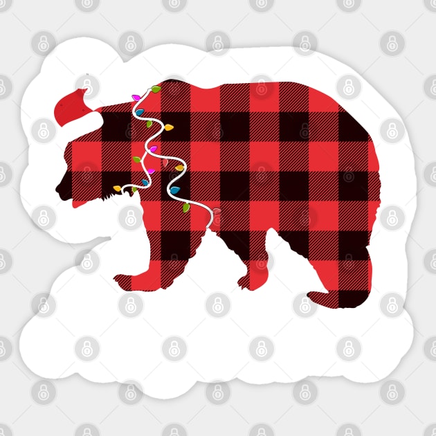 Santa Deer Plaid Red Buffalo Animal Merry Christmas Pajamas Family Sticker by Johner_Clerk_Design